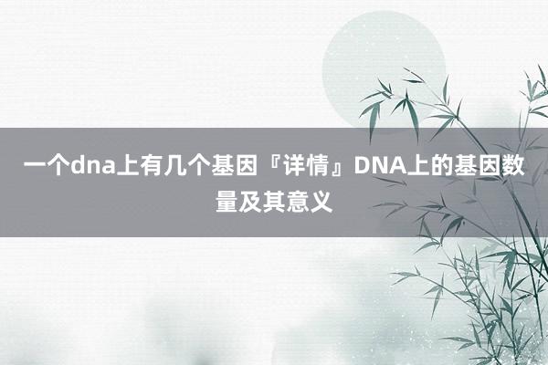 一个dna上有几个基因『详情』DNA上的基因数量及其意义